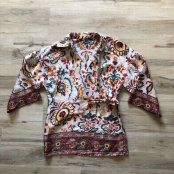 Zara Multicolor Bohemian Wrap Blouse - Picture 4 of 12